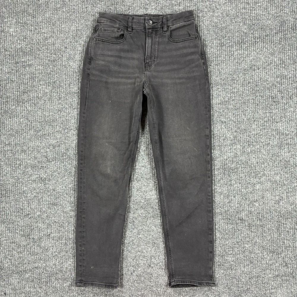 American Eagle Curvy Mom Jeans Womens Size 2 Short Black Denim Stretch